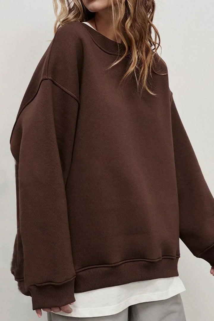 Oversized Sweatshirt til Dame – Bomull, Uformell med Rund Hals for Behagelige Hverdagsantrekk