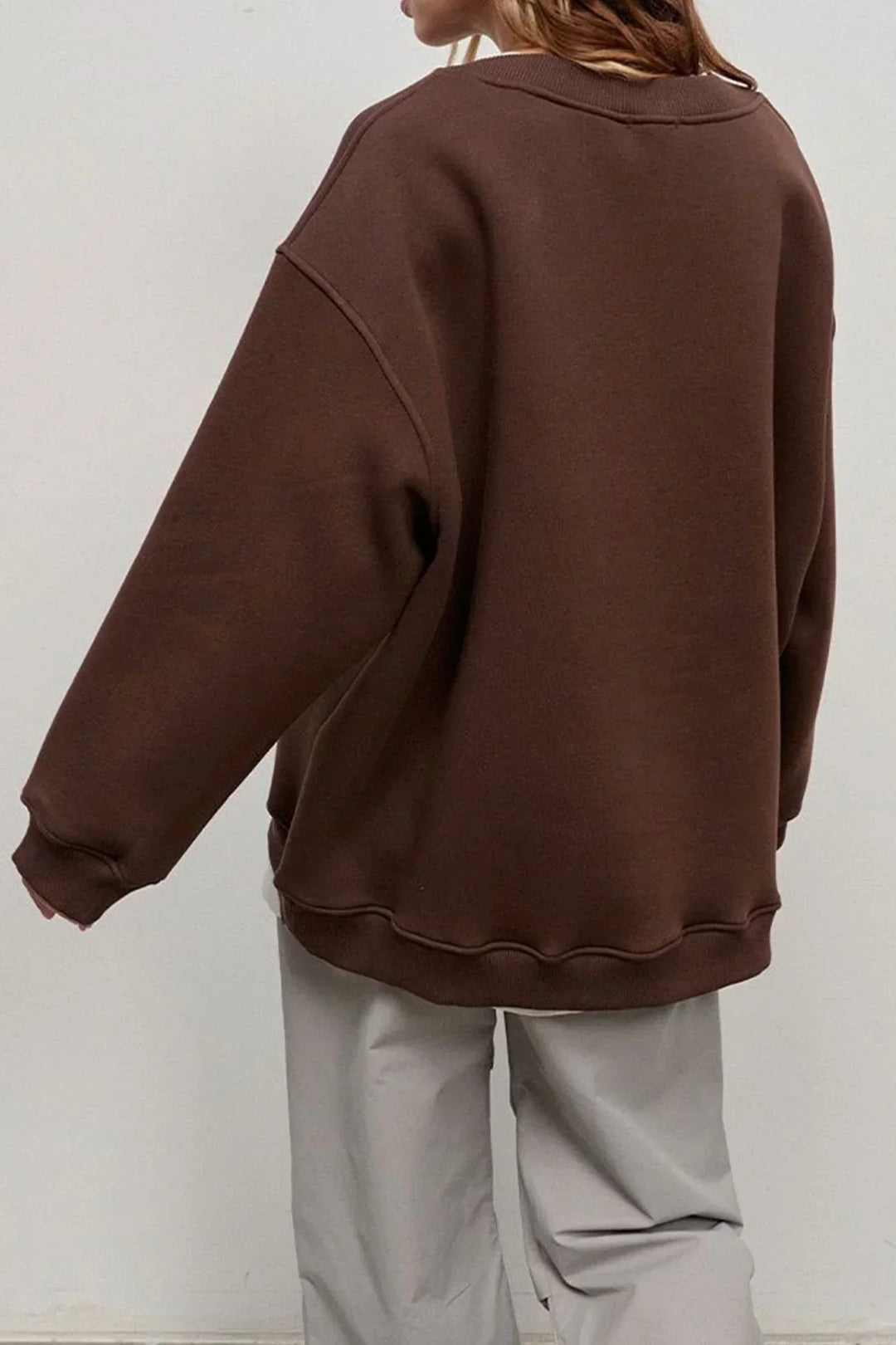 Oversized Sweatshirt til Dame – Bomull, Uformell med Rund Hals for Behagelige Hverdagsantrekk