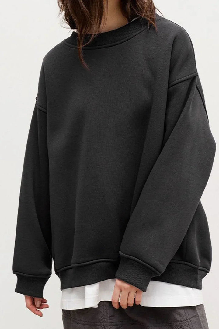 Oversized Sweatshirt til Dame – Bomull, Uformell med Rund Hals for Behagelige Hverdagsantrekk