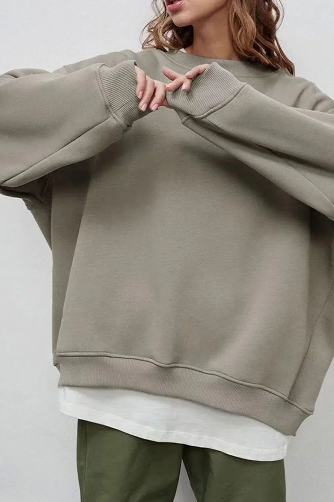 Oversized Sweatshirt til Dame – Bomull, Uformell med Rund Hals for Behagelige Hverdagsantrekk