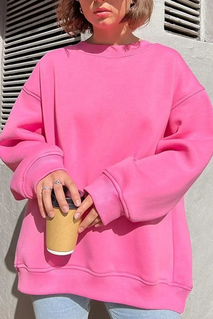 Oversized Sweatshirt til Dame – Bomull, Uformell med Rund Hals for Behagelige Hverdagsantrekk