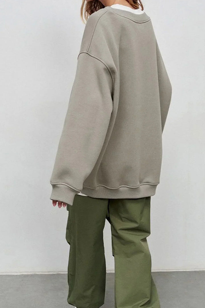 Oversized Sweatshirt til Dame – Bomull, Uformell med Rund Hals for Behagelige Hverdagsantrekk