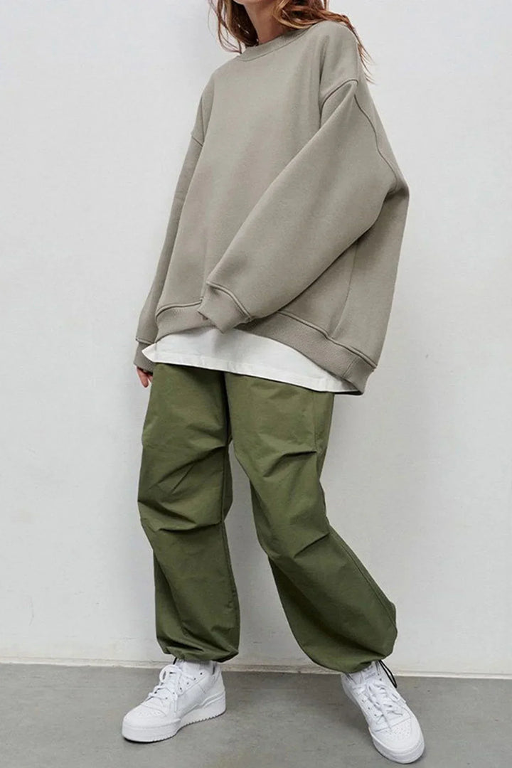 Oversized Sweatshirt til Dame – Bomull, Uformell med Rund Hals for Behagelige Hverdagsantrekk