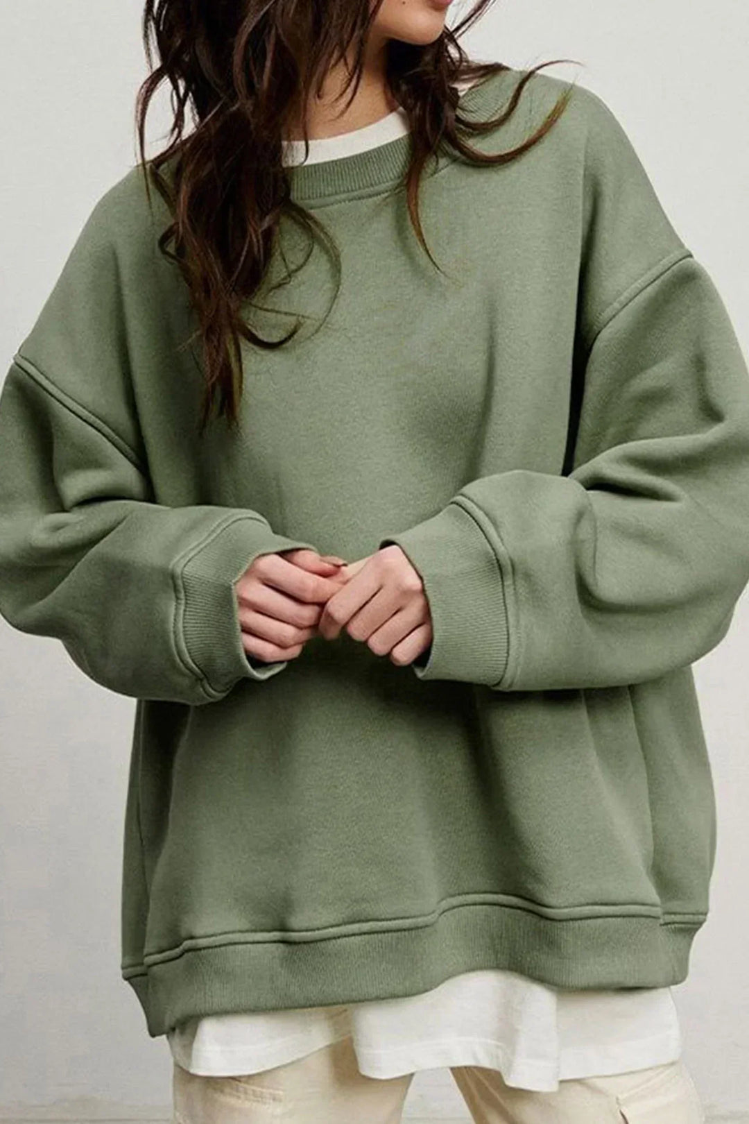Oversized Sweatshirt til Dame – Bomull, Uformell med Rund Hals for Behagelige Hverdagsantrekk