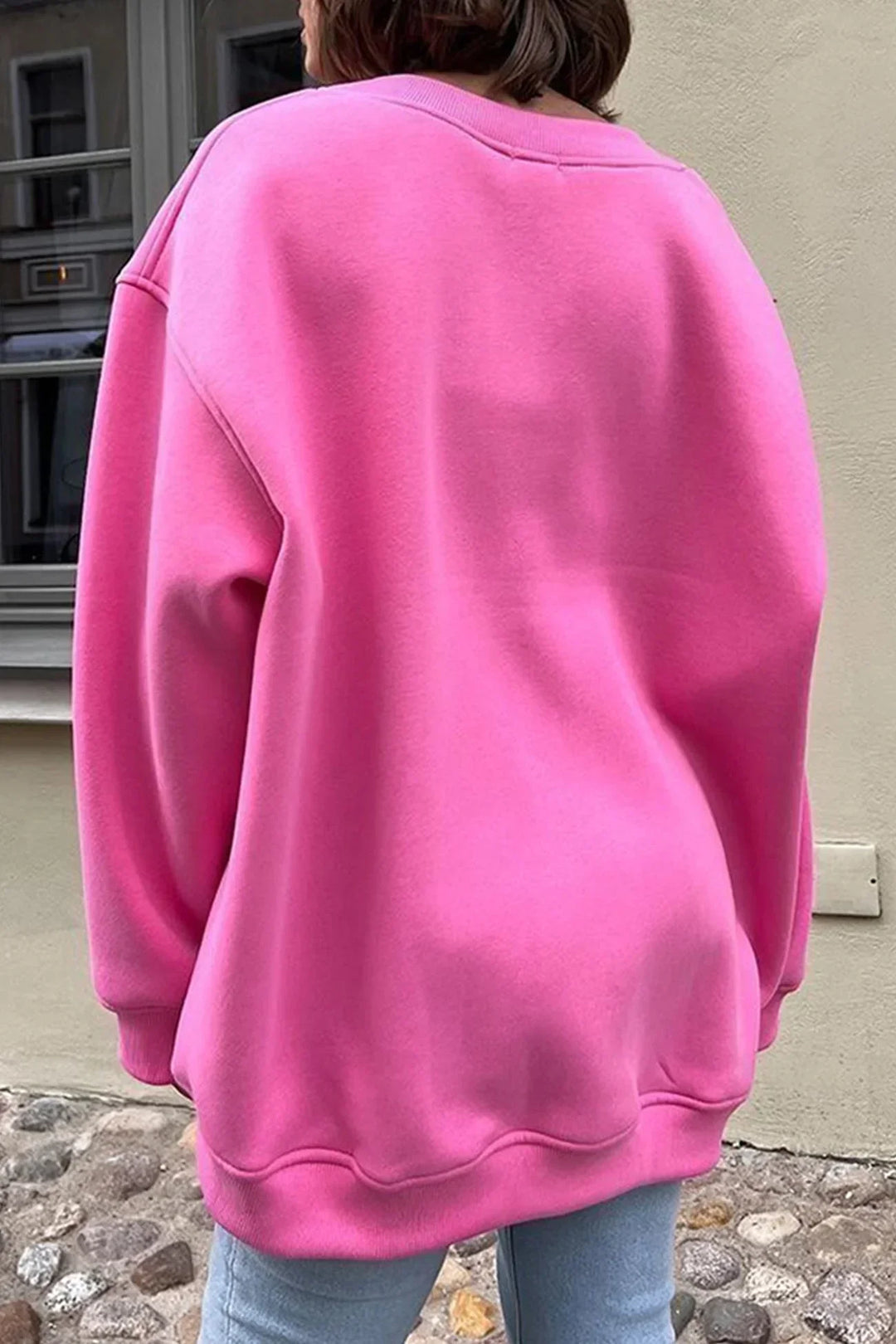 Oversized Sweatshirt til Dame – Bomull, Uformell med Rund Hals for Behagelige Hverdagsantrekk