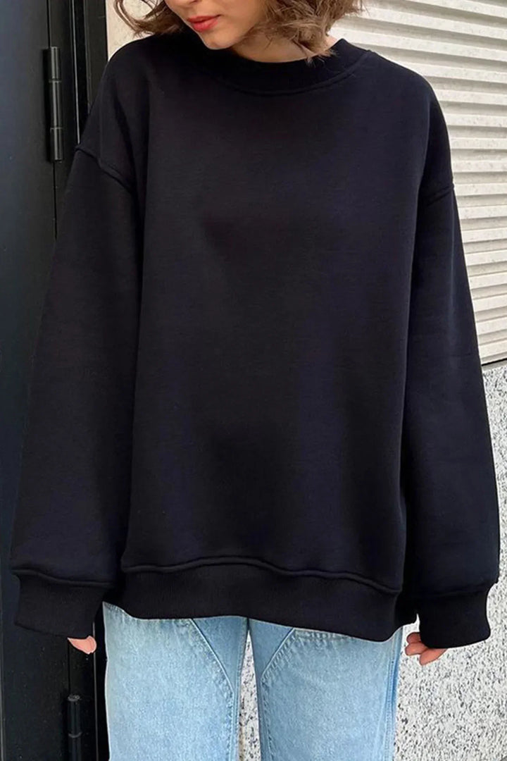 Oversized Sweatshirt til Dame – Bomull, Uformell med Rund Hals for Behagelige Hverdagsantrekk
