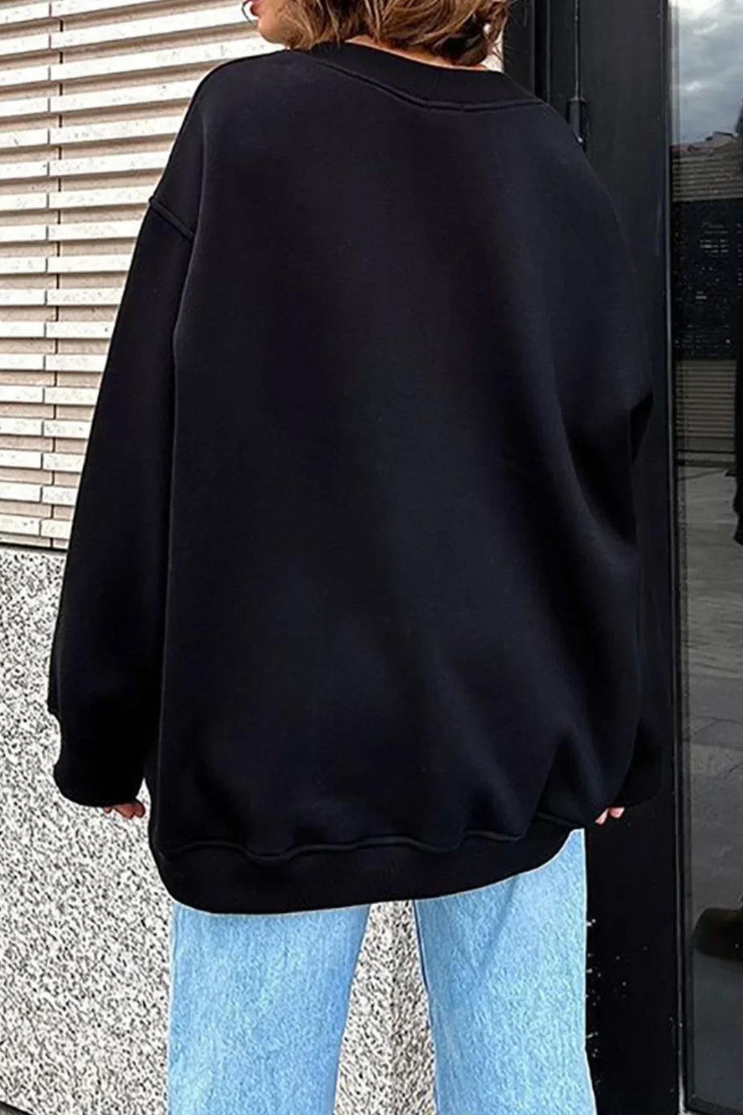 Oversized Sweatshirt til Dame – Bomull, Uformell med Rund Hals for Behagelige Hverdagsantrekk