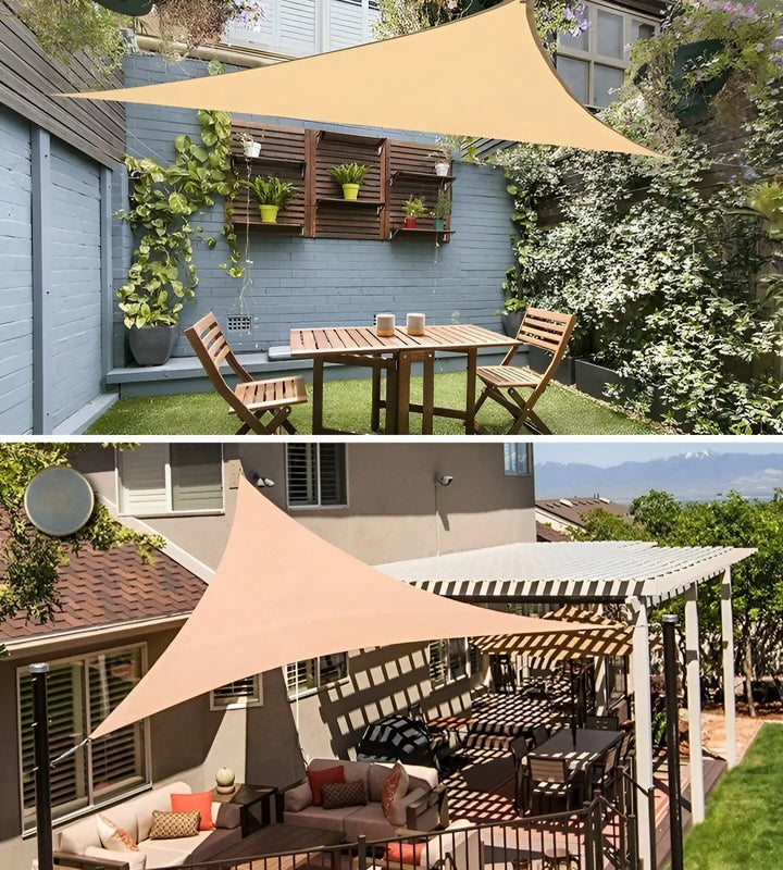Solseil | Trekantet skyggeduk for terrasse | UV-beskyttelse og vannavvisende | AeriCover
