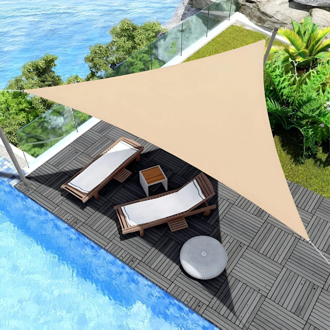 Solseil | Trekantet skyggeduk for terrasse | UV-beskyttelse og vannavvisende | AeriCover
