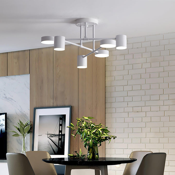 Taklampe Sputnik-design med Kryssende Armer og Sylindriske Lyspunkter