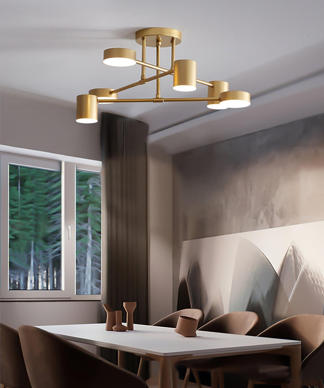 Taklampe Sputnik-design med Kryssende Armer og Sylindriske Lyspunkter