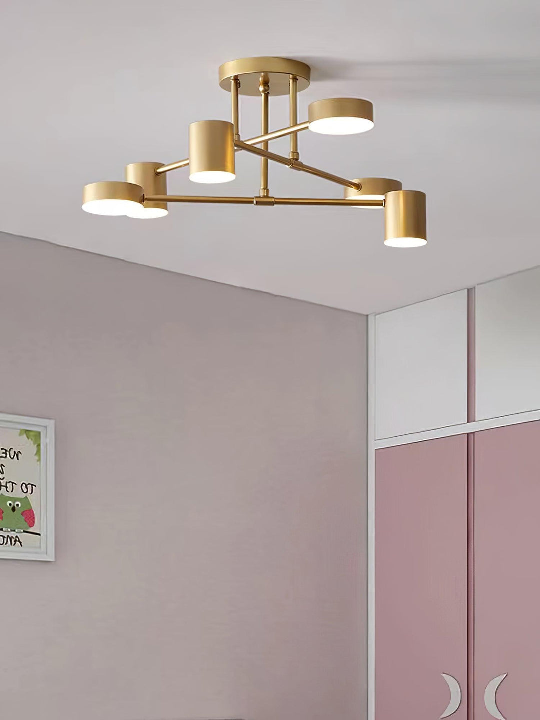 Taklampe Sputnik-design med Kryssende Armer og Sylindriske Lyspunkter