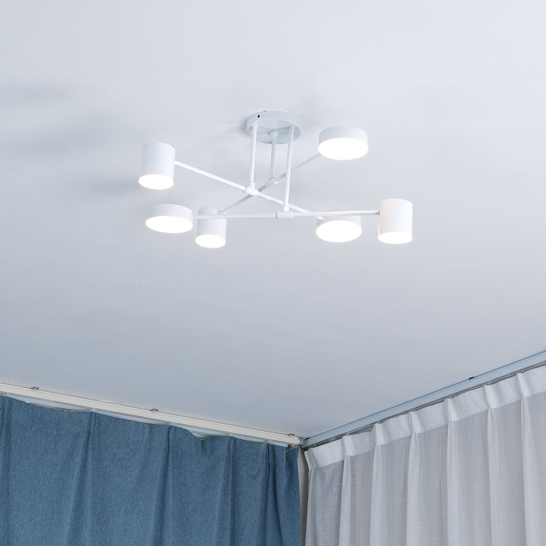 Taklampe Sputnik-design med Kryssende Armer og Sylindriske Lyspunkter