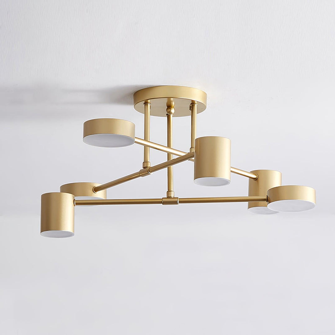 Taklampe Sputnik-design med Kryssende Armer og Sylindriske Lyspunkter
