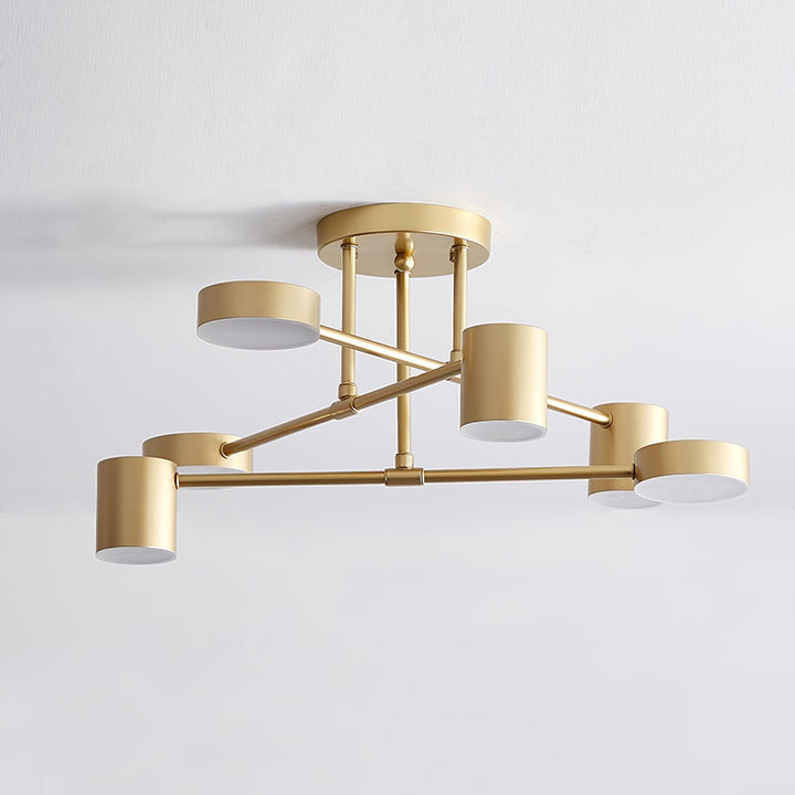 Taklampe Sputnik-design med Kryssende Armer og Sylindriske Lyspunkter