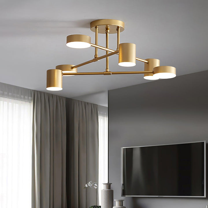 Taklampe Sputnik-design med Kryssende Armer og Sylindriske Lyspunkter