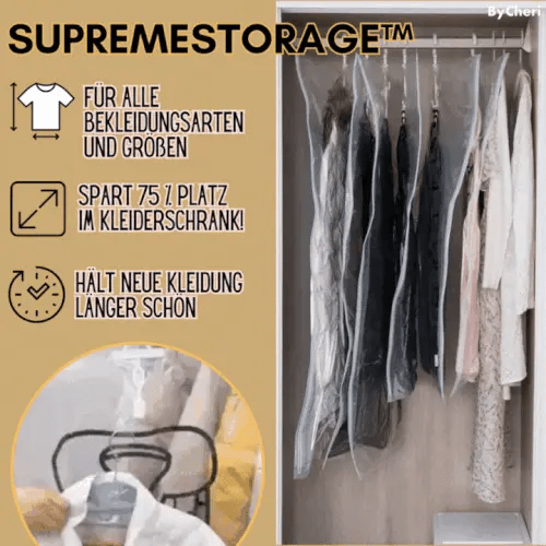 Hengende vakuumposer til plassbesparende garderobe, 130 x 60 cm, gjennomsiktig