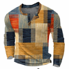 Henley-sweatshirt til herre med knappelist og geometrisk mønster