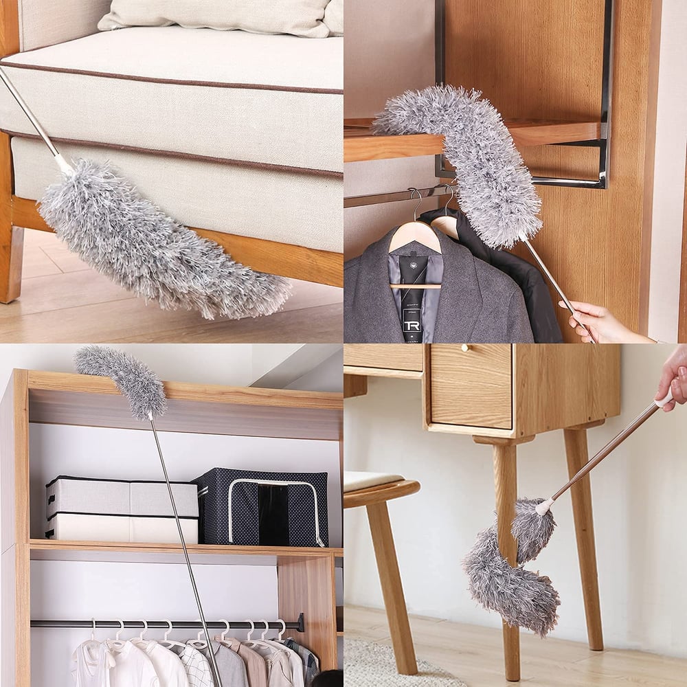 Uttrekkbar støvvisker i mikrofiber | Ekstra lang rekkevidde | Fleksibelt hode | Vaskbar