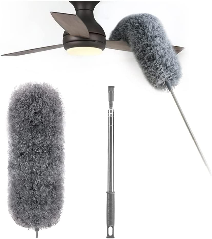 Uttrekkbar støvvisker i mikrofiber | Ekstra lang rekkevidde | Fleksibelt hode | Vaskbar