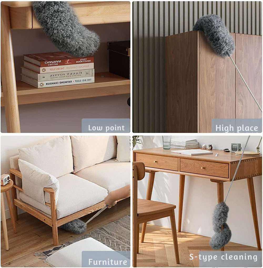 Uttrekkbar støvvisker i mikrofiber | Ekstra lang rekkevidde | Fleksibelt hode | Vaskbar