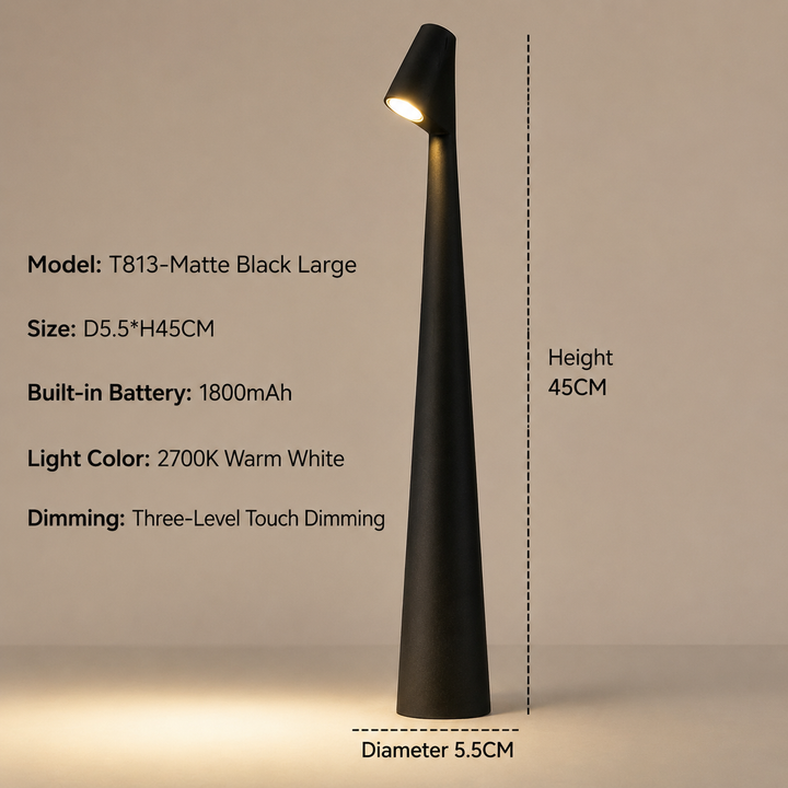 Trådløs LED-bordlampe i designerstil med 3-trinns touch-dimming
