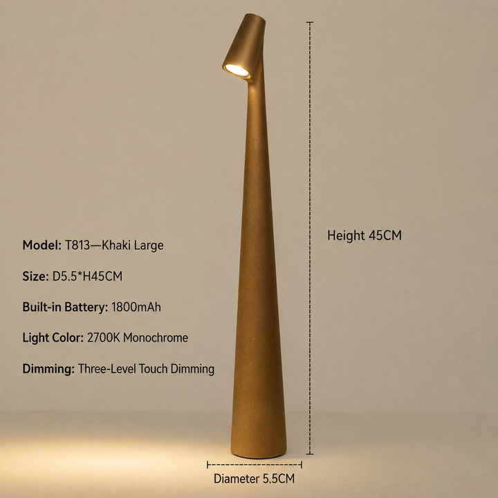 Trådløs LED-bordlampe i designerstil med 3-trinns touch-dimming