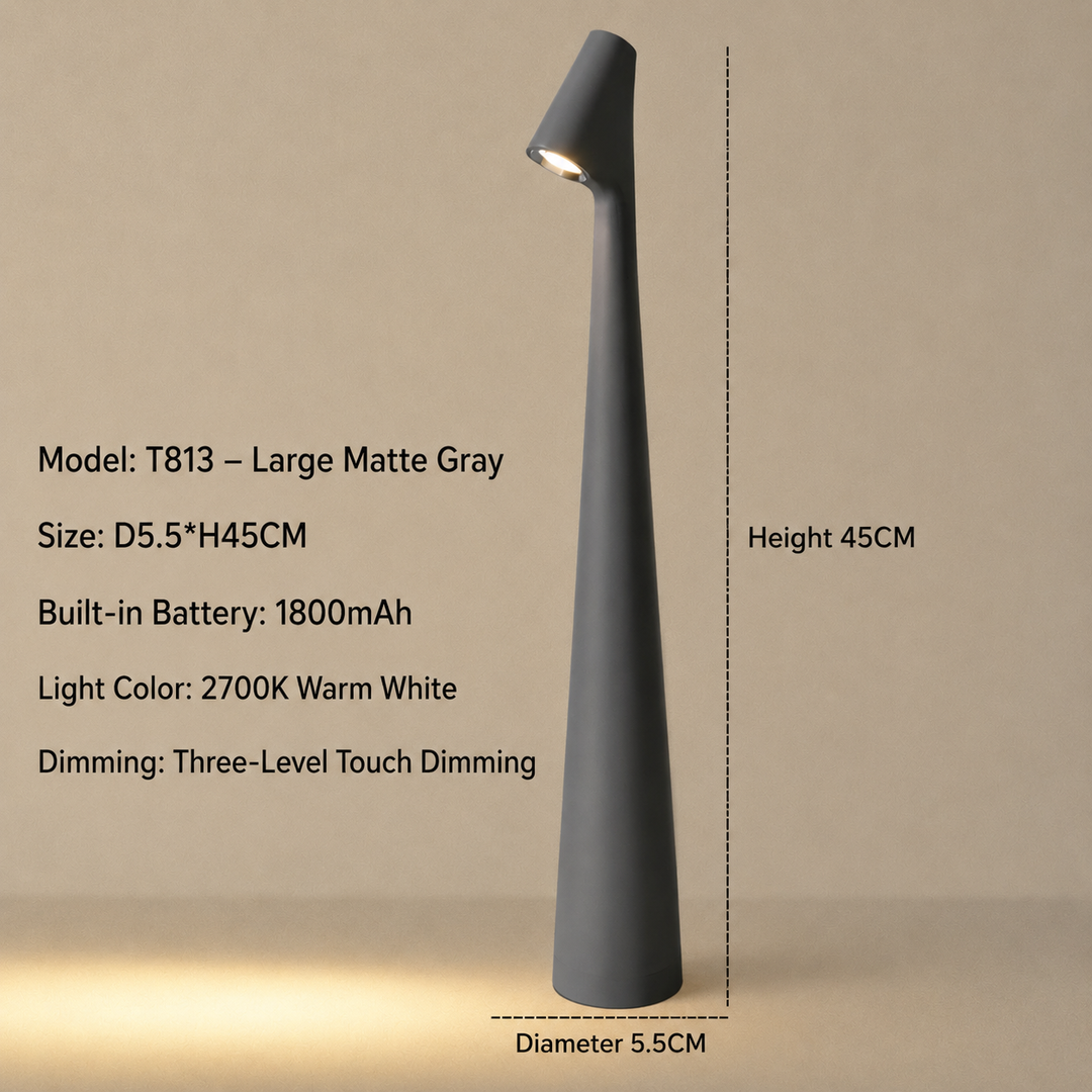 Trådløs LED-bordlampe i designerstil med 3-trinns touch-dimming