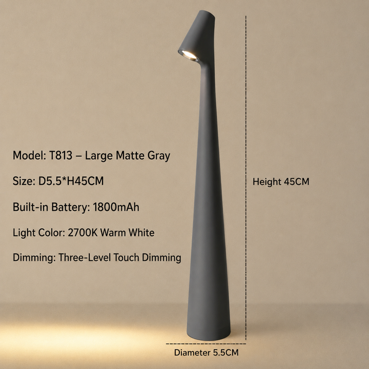 Trådløs LED-bordlampe i designerstil med 3-trinns touch-dimming