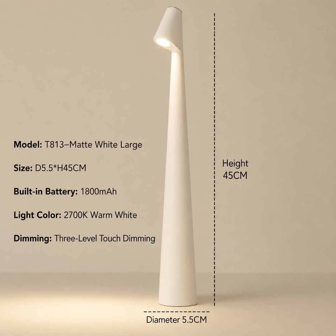 Trådløs LED-bordlampe i designerstil med 3-trinns touch-dimming