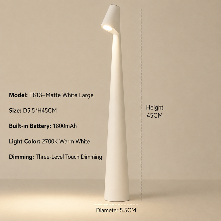 Trådløs LED-bordlampe i designerstil med 3-trinns touch-dimming