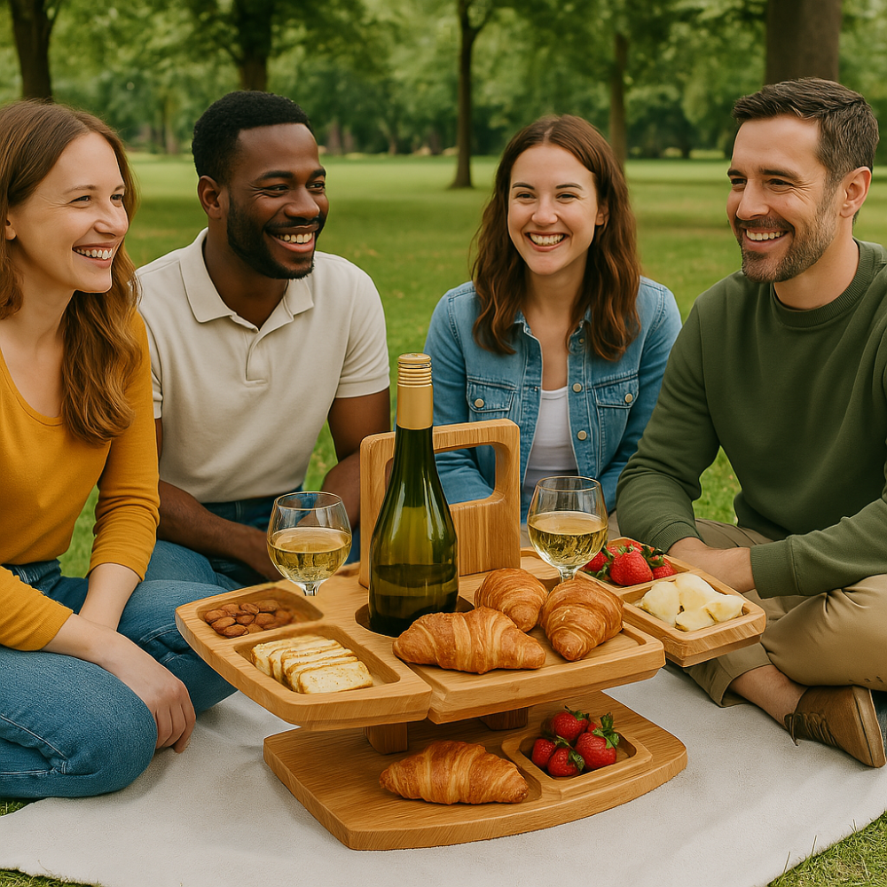 Bærbart bord til piknik i tre – WineNest