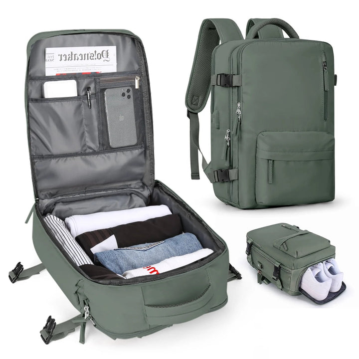Multifunksjonell dameryggsekk 35 L med USB-tilkobling
