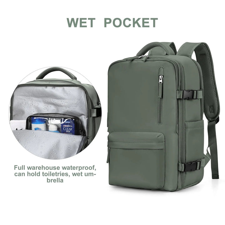 Multifunksjonell dameryggsekk 35 L med USB-tilkobling