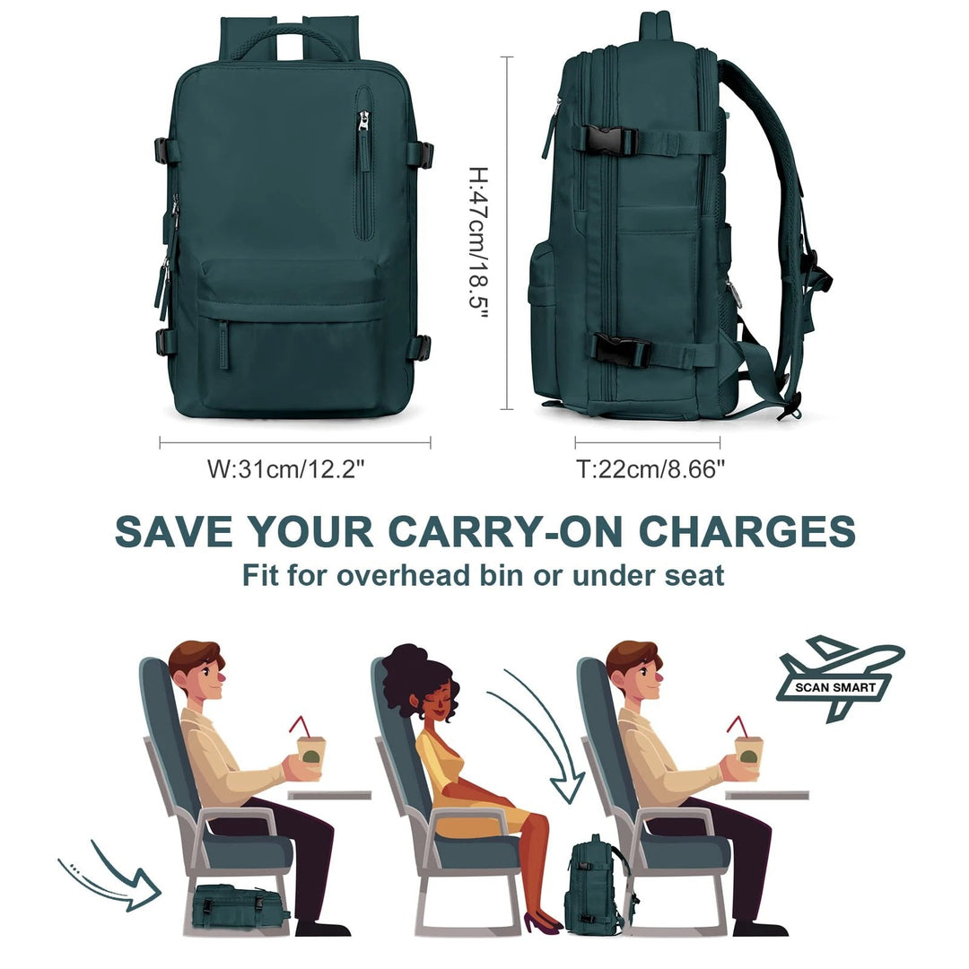 Multifunksjonell dameryggsekk 35 L med USB-tilkobling