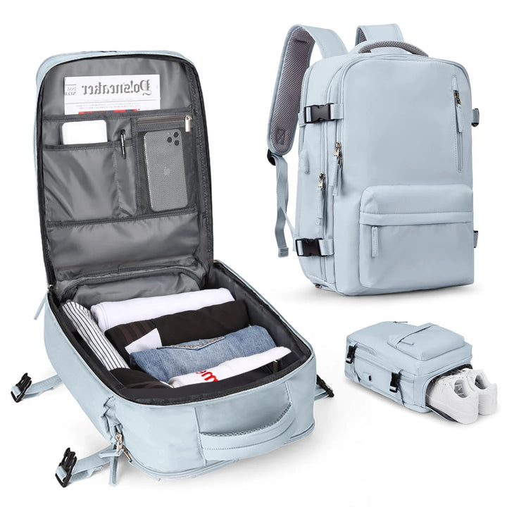 Multifunksjonell dameryggsekk 35 L med USB-tilkobling
