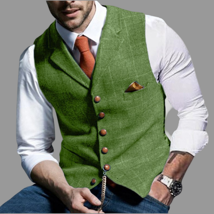 Klassisk Formell Vest med Notched Lapel og Knapp Lukking