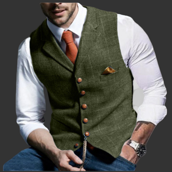 Klassisk Formell Vest med Notched Lapel og Knapp Lukking