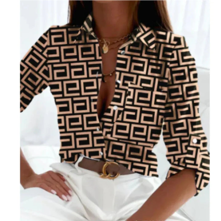 Kvinners Gradient Print Bluse – Celestial Stil for Hverdag Bruk
