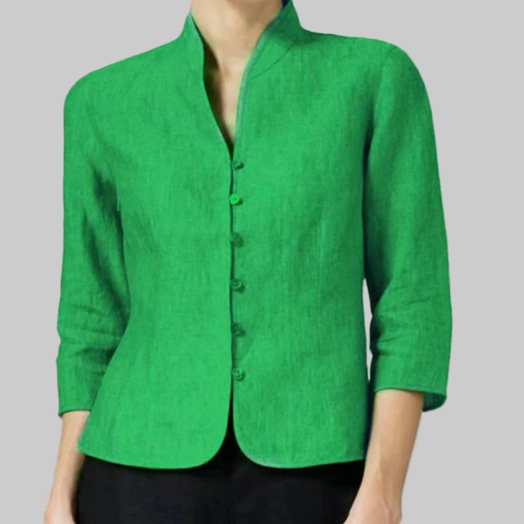 Kvinners Stå-Krage Bluse – Chic Detaljer med Allsidig Flair
