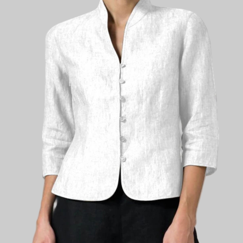 Kvinners Stå-Krage Bluse – Chic Detaljer med Allsidig Flair