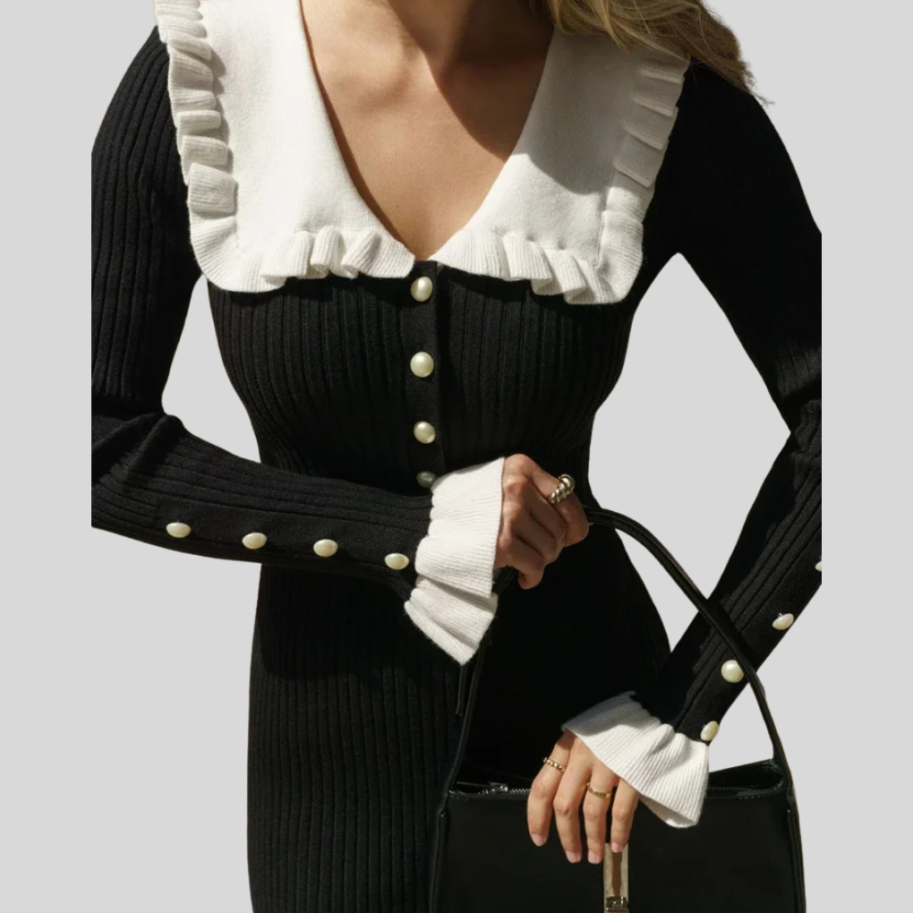 Kvinnes Maxi Kjole – Høy Liv Ruffle Uttalelse