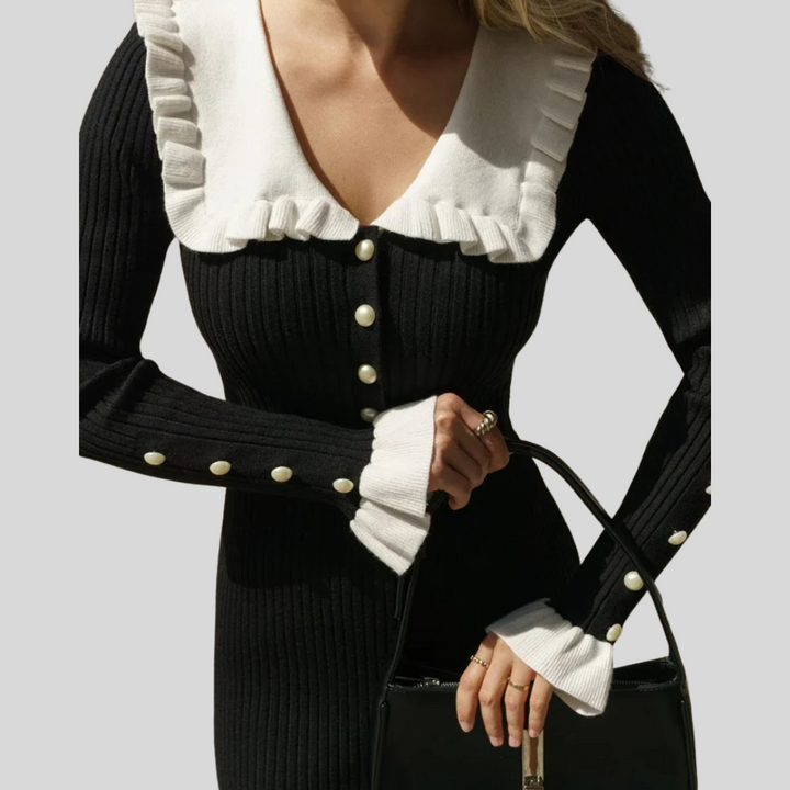 Kvinnes Maxi Kjole – Høy Liv Ruffle Uttalelse