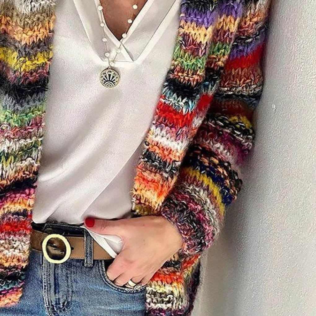 Kvinners Stripe-Print Langermet Cardigan