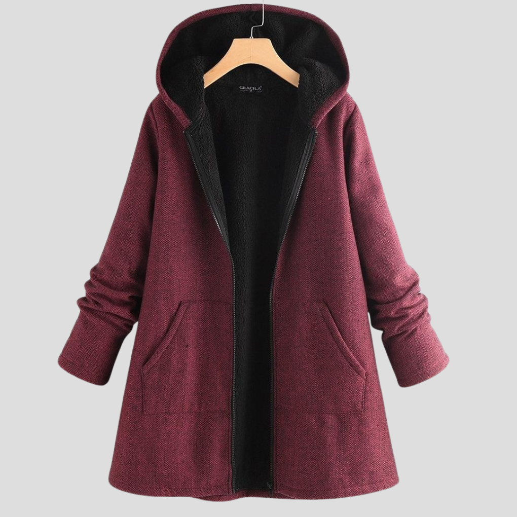 Kvinne “Solid Fleece Hettejakke”