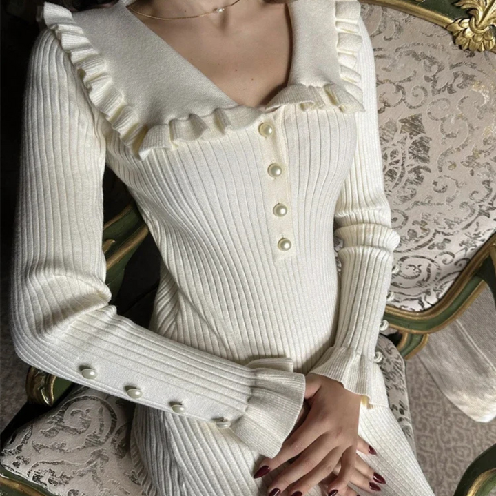 Kvinnes Maxi Kjole – Høy Liv Ruffle Uttalelse