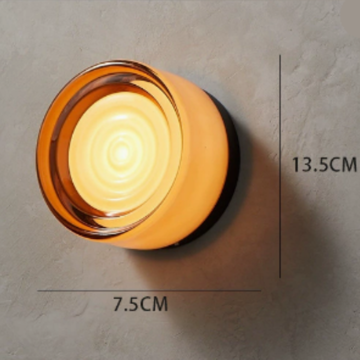 Rund moderne veggarmatur i glass med LED, 1 lyspunkt