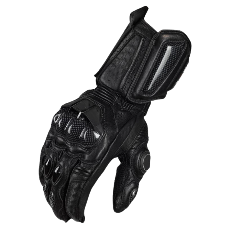 RidePro Carbon MC-hansker | Vanntette og vindtette | Kompatible med berøringsskjerm | Beskyttelse i ekte skinn | For sommer og vinter