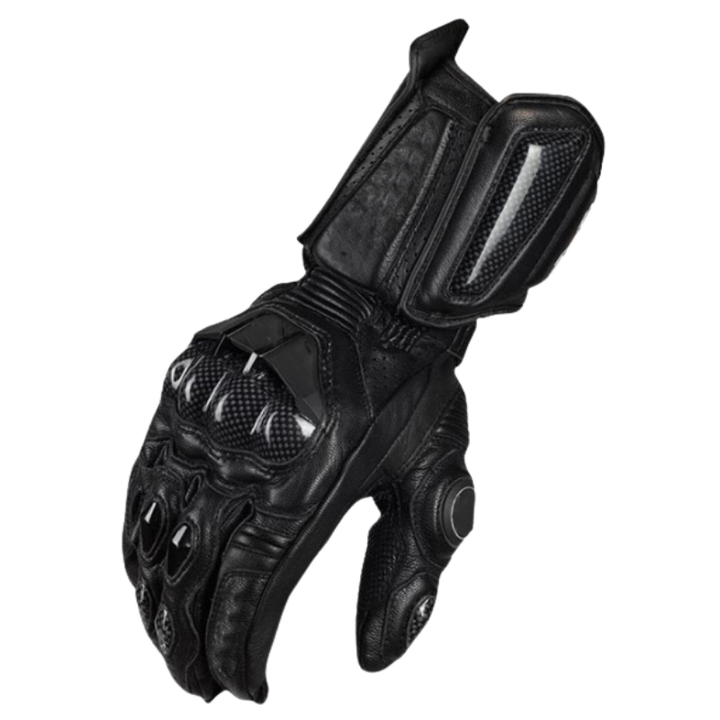 RidePro Carbon MC-hansker | Vanntette og vindtette | Kompatible med berøringsskjerm | Beskyttelse i ekte skinn | For sommer og vinter
