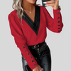 Kvinners knapp-front bluse med gigot-ermer – uttalelseserm med uformell eleganse